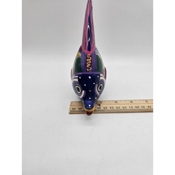 Hand Painted Terracotta Tropical Angel Fish Folk Art Mexican - Picture 11 of 11